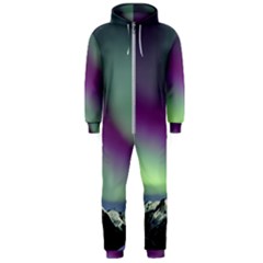 Aurora Stars Sky Mountains Snow Aurora Borealis Hooded Jumpsuit (men) by uniart180623