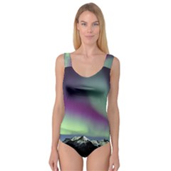 Aurora Stars Sky Mountains Snow Aurora Borealis Princess Tank Leotard  by uniart180623