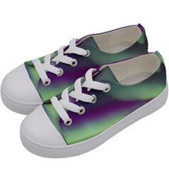 Aurora Stars Sky Mountains Snow Aurora Borealis Kids  Low Top Canvas Sneakers by uniart180623