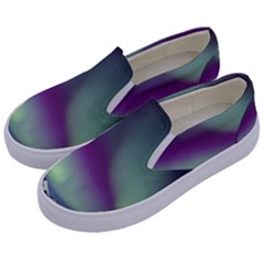 Aurora Stars Sky Mountains Snow Aurora Borealis Kids  Canvas Slip Ons by uniart180623