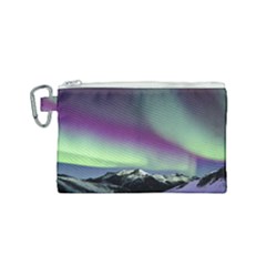 Aurora Stars Sky Mountains Snow Aurora Borealis Canvas Cosmetic Bag (small) by uniart180623