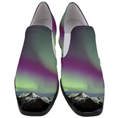 Aurora Stars Sky Mountains Snow Aurora Borealis Women Slip On Heel Loafers by uniart180623