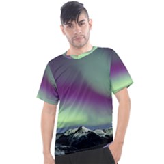 Aurora Stars Sky Mountains Snow Aurora Borealis Men s Sport Top by uniart180623