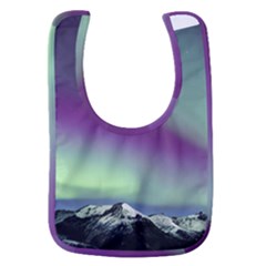 Aurora Stars Sky Mountains Snow Aurora Borealis Baby Bib by uniart180623