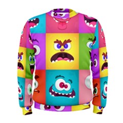 Monsters-emotions-scary-faces-masks-with-mouth-eyes-aliens-monsters-emoticon-set Men s Sweatshirt by uniart180623