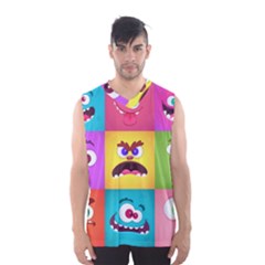 Monsters-emotions-scary-faces-masks-with-mouth-eyes-aliens-monsters-emoticon-set Men s Basketball Tank Top by uniart180623