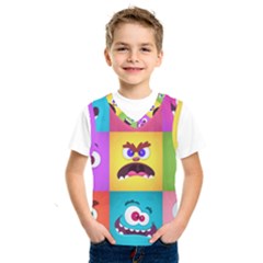 Monsters-emotions-scary-faces-masks-with-mouth-eyes-aliens-monsters-emoticon-set Kids  Basketball Tank Top by uniart180623