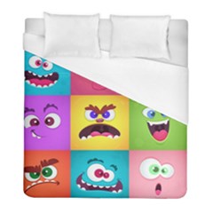 Monsters-emotions-scary-faces-masks-with-mouth-eyes-aliens-monsters-emoticon-set Duvet Cover (full/ Double Size) by uniart180623