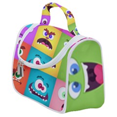 Monsters-emotions-scary-faces-masks-with-mouth-eyes-aliens-monsters-emoticon-set Satchel Handbag by uniart180623