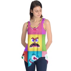 Monsters-emotions-scary-faces-masks-with-mouth-eyes-aliens-monsters-emoticon-set Sleeveless Tunic by uniart180623