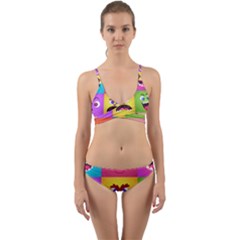 Monsters-emotions-scary-faces-masks-with-mouth-eyes-aliens-monsters-emoticon-set Wrap Around Bikini Set by uniart180623