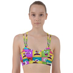 Monsters-emotions-scary-faces-masks-with-mouth-eyes-aliens-monsters-emoticon-set Line Them Up Sports Bra by uniart180623