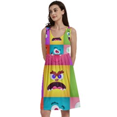 Monsters-emotions-scary-faces-masks-with-mouth-eyes-aliens-monsters-emoticon-set Classic Skater Dress by uniart180623