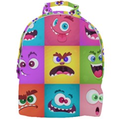 Monsters-emotions-scary-faces-masks-with-mouth-eyes-aliens-monsters-emoticon-set Mini Full Print Backpack by uniart180623