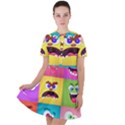 Monsters-emotions-scary-faces-masks-with-mouth-eyes-aliens-monsters-emoticon-set Short Sleeve Shoulder Cut Out Dress  View1