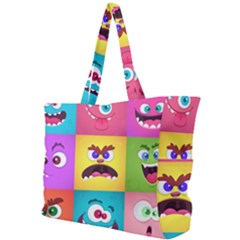 Monsters-emotions-scary-faces-masks-with-mouth-eyes-aliens-monsters-emoticon-set Simple Shoulder Bag by uniart180623