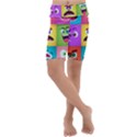 Monsters-emotions-scary-faces-masks-with-mouth-eyes-aliens-monsters-emoticon-set Kids  Lightweight Velour Cropped Yoga Leggings View1