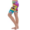 Monsters-emotions-scary-faces-masks-with-mouth-eyes-aliens-monsters-emoticon-set Kids  Lightweight Velour Cropped Yoga Leggings View2