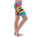 Monsters-emotions-scary-faces-masks-with-mouth-eyes-aliens-monsters-emoticon-set Kids  Lightweight Velour Cropped Yoga Leggings View3