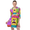 Monsters-emotions-scary-faces-masks-with-mouth-eyes-aliens-monsters-emoticon-set Mini Skater Shirt Dress View1