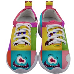 Monsters-emotions-scary-faces-masks-with-mouth-eyes-aliens-monsters-emoticon-set Kids Athletic Shoes by uniart180623