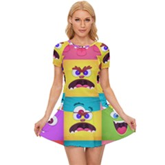 Monsters-emotions-scary-faces-masks-with-mouth-eyes-aliens-monsters-emoticon-set Women s Sports Wear Set by uniart180623