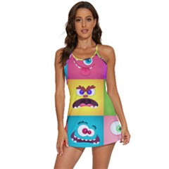 Monsters-emotions-scary-faces-masks-with-mouth-eyes-aliens-monsters-emoticon-set 2-in-1 Flare Activity Dress by uniart180623