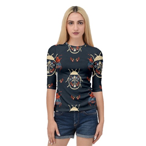 Floral-bugs-seamless-pattern Quarter Sleeve Raglan Tee by uniart180623