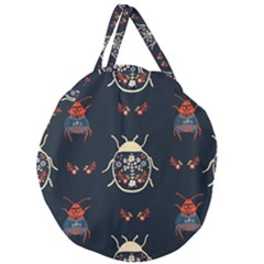 Floral-bugs-seamless-pattern Giant Round Zipper Tote by uniart180623