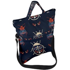 Floral-bugs-seamless-pattern Fold Over Handle Tote Bag by uniart180623