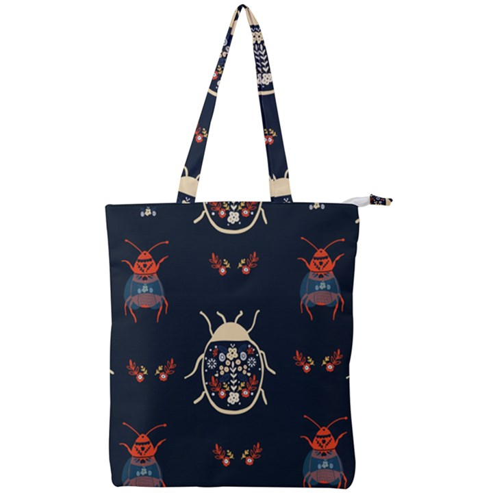 Floral-bugs-seamless-pattern Double Zip Up Tote Bag