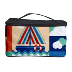 Toy-transport-cartoon-seamless-pattern-with-airplane-aerostat-sail-yacht-vector-illustration Cosmetic Storage Case by uniart180623