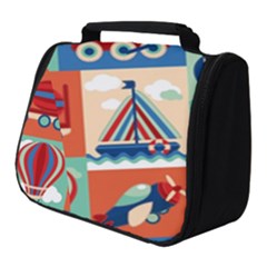 Toy-transport-cartoon-seamless-pattern-with-airplane-aerostat-sail-yacht-vector-illustration Full Print Travel Pouch (small) by uniart180623