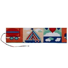 Toy-transport-cartoon-seamless-pattern-with-airplane-aerostat-sail-yacht-vector-illustration Roll Up Canvas Pencil Holder (l) by uniart180623