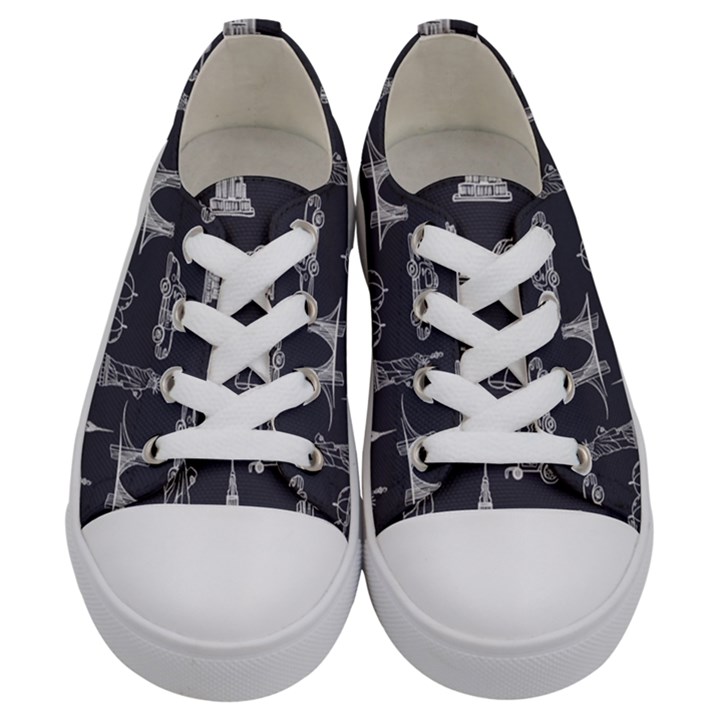 New York City Nyc Pattern Kids  Low Top Canvas Sneakers