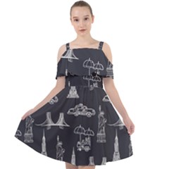 New York City Nyc Pattern Cut Out Shoulders Chiffon Dress by uniart180623