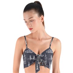 New York City Nyc Pattern Woven Tie Front Bralet