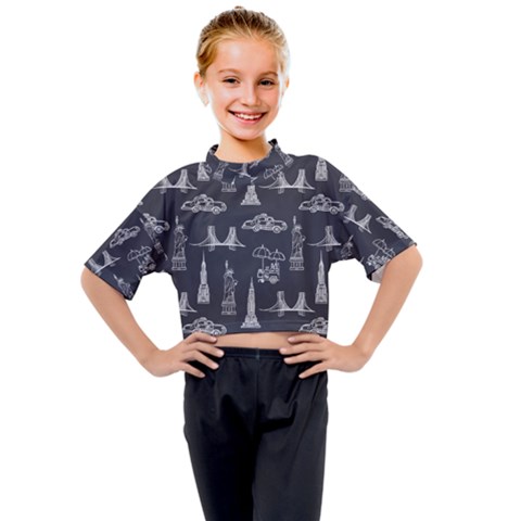 New York City Nyc Pattern Kids Mock Neck Tee by uniart180623