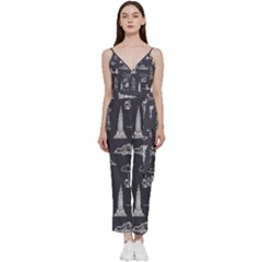 New York City Nyc Pattern V-neck Camisole Jumpsuit by uniart180623