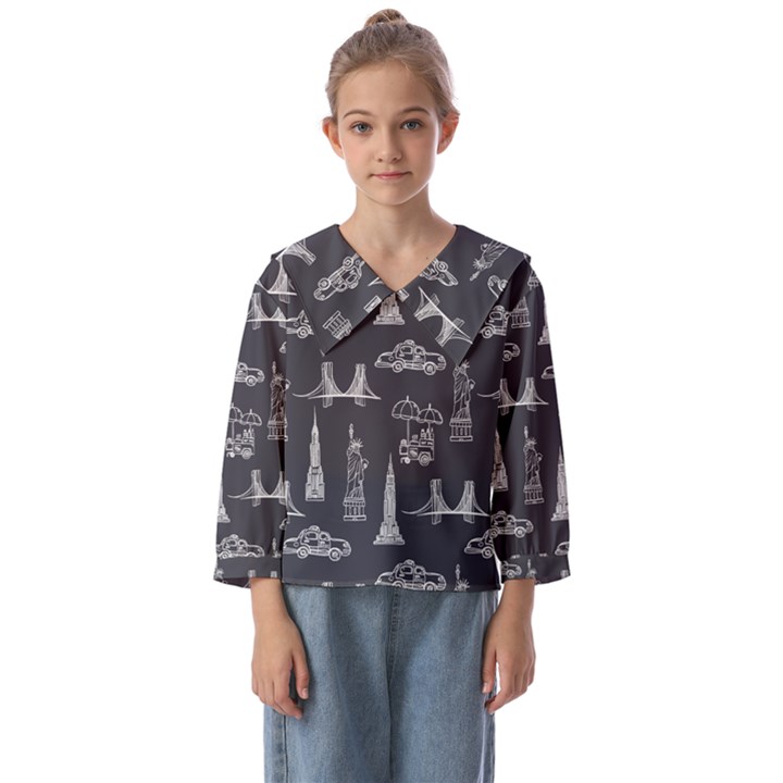 New York City Nyc Pattern Kids  Sailor Shirt