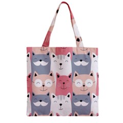 Cute Seamless Pattern With Cats Zipper Grocery Tote Bag by uniart180623