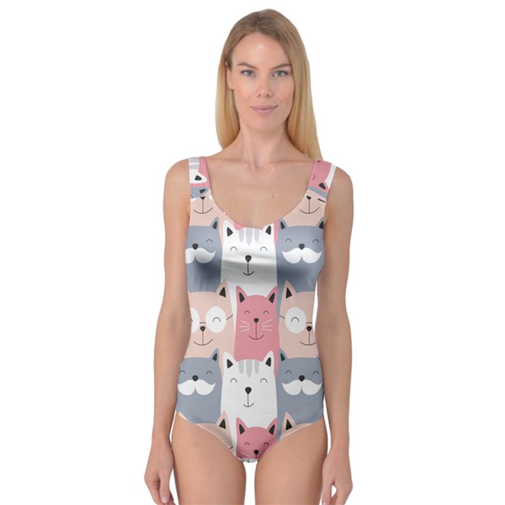 Cute Seamless Pattern With Cats Princess Tank Leotard 