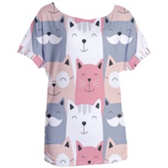 Cute Seamless Pattern With Cats Women s Oversized Tee by uniart180623