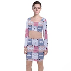 Cute Seamless Pattern With Cats Top And Skirt Sets by uniart180623