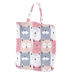 Cute Seamless Pattern With Cats Giant Grocery Tote by uniart180623