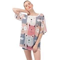 Cute Seamless Pattern With Cats Oversized Chiffon Top by uniart180623