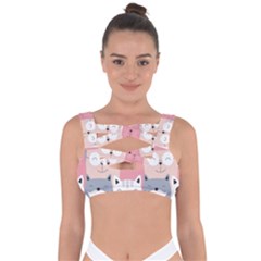 Cute Seamless Pattern With Cats Bandaged Up Bikini Top by uniart180623