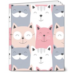 Cute Seamless Pattern With Cats 8  X 10  Hardcover Notebook