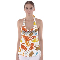 Seamless Pattern With Kittens White Background Babydoll Tankini Top by uniart180623