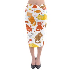 Seamless Pattern With Kittens White Background Midi Pencil Skirt by uniart180623